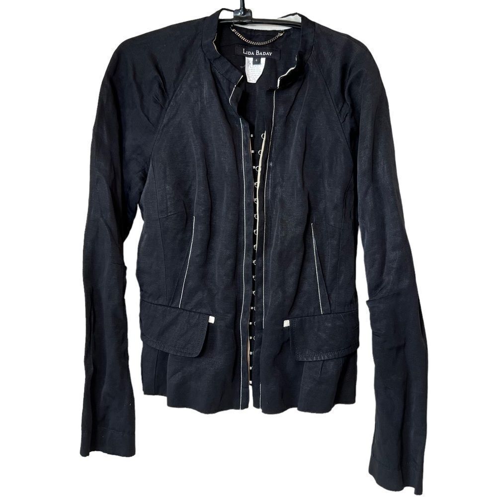 LIDA BADAY Black Long Sleeve Hook Front Jacket